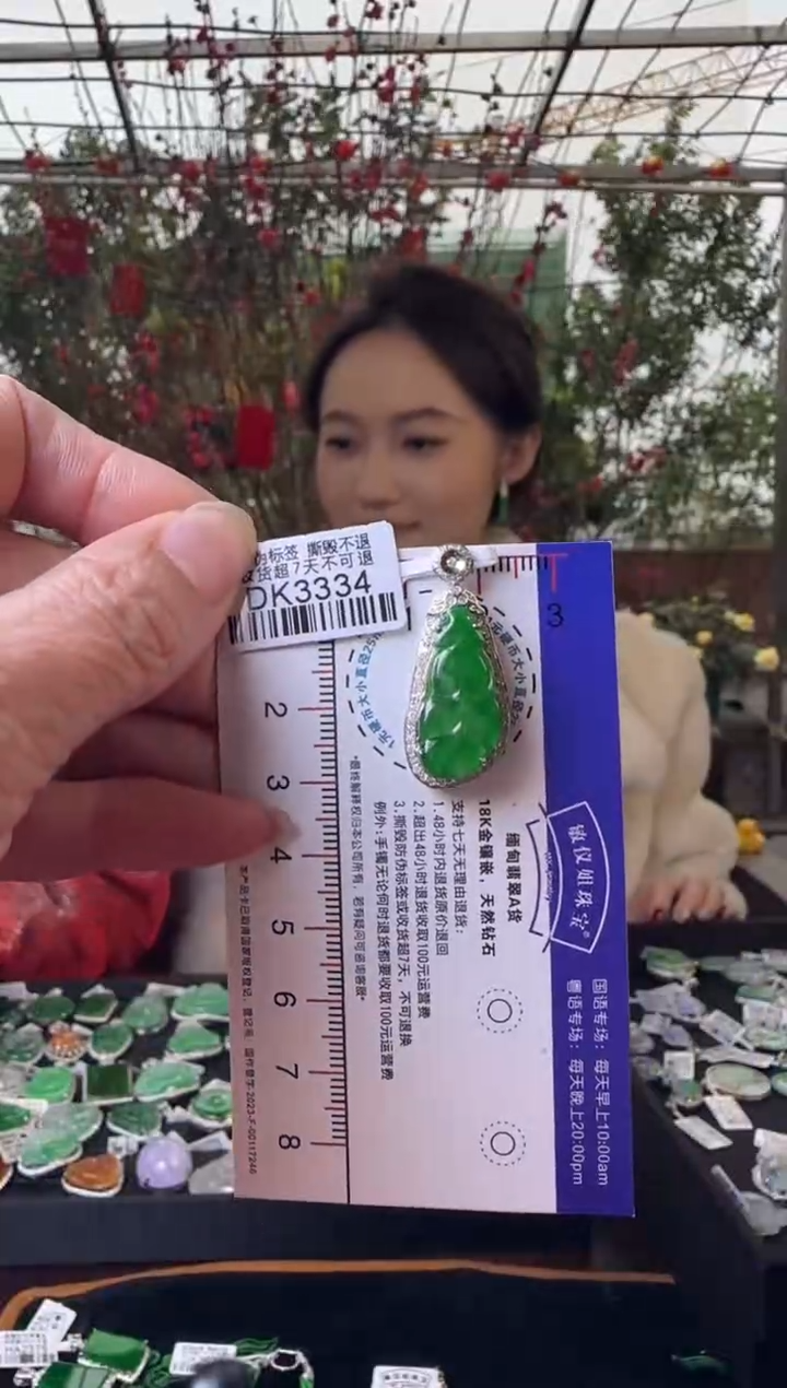 【闪购商品】翡翠颈饰18K金镶嵌DK3334年年有鱼