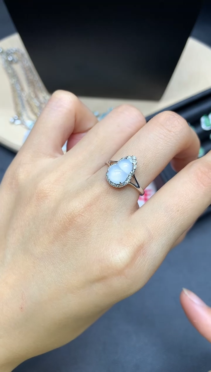 【闪购商品】翡翠戒指银S925镶嵌葫芦【多样性发其一】