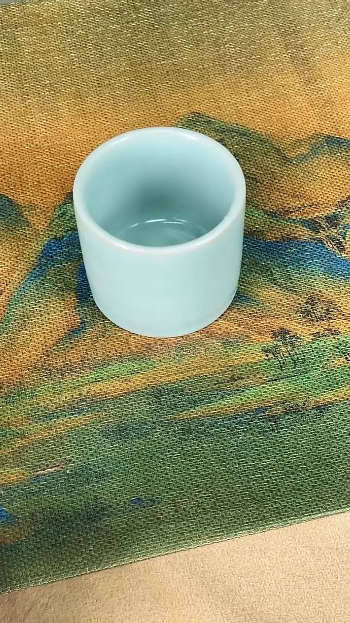 杯子瓷孙现锋 仿古天青釉 扳指杯