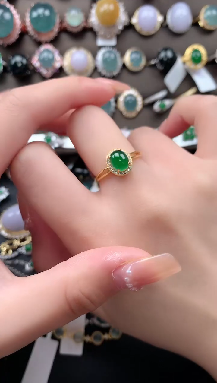 【闪购商品】翡翠戒指银S925镶嵌52141