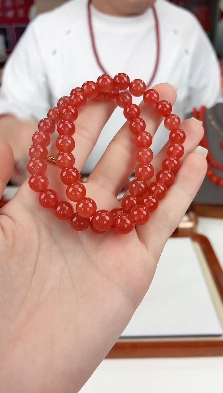 南红玛瑙冰红手串8+未镶嵌（多样式发其一）