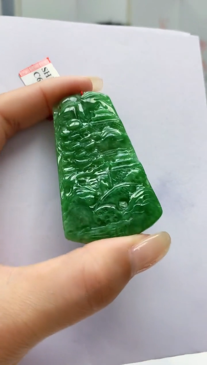 【闪购商品】定制翡翠未镶嵌4852lr-毛货挂件96