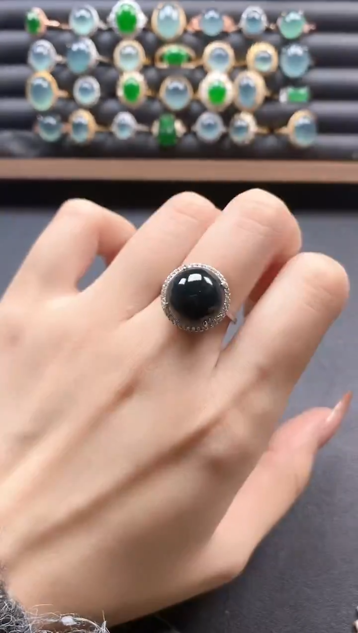 银S925镶嵌戒指翡翠51511