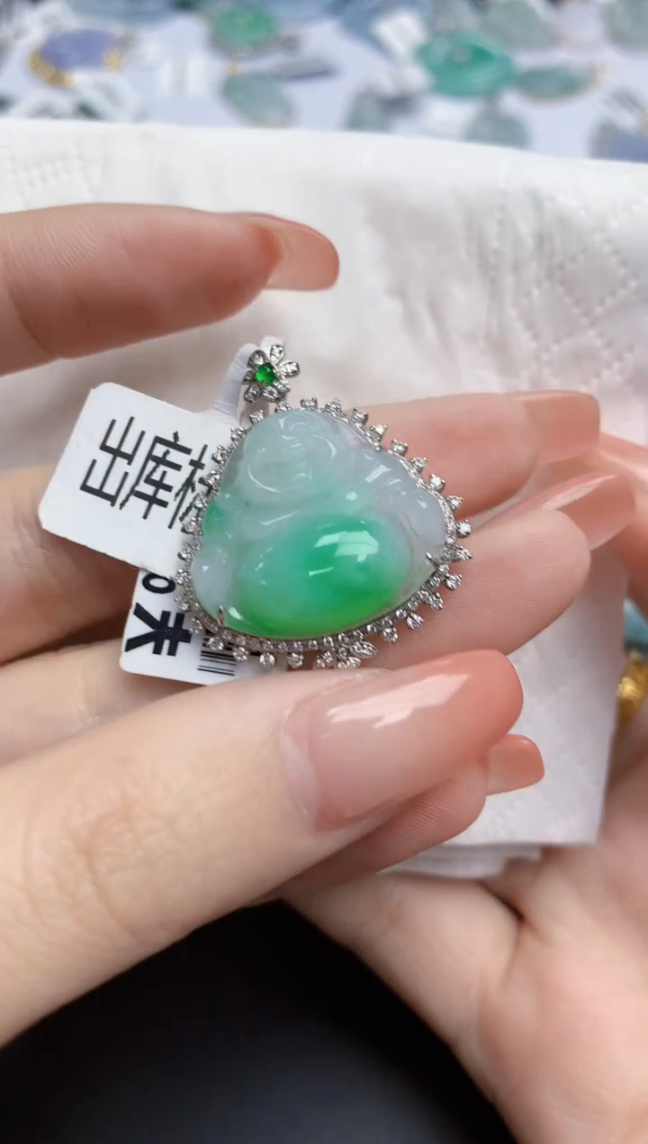 【闪购商品】翡翠颈饰18K金镶嵌天然缅甸翡翠A货