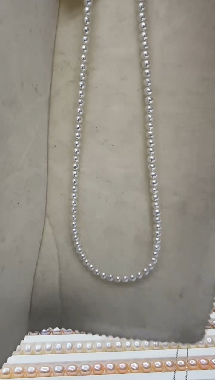 淡水珍珠18K金镶嵌项链淡水珍珠项链3-4mm