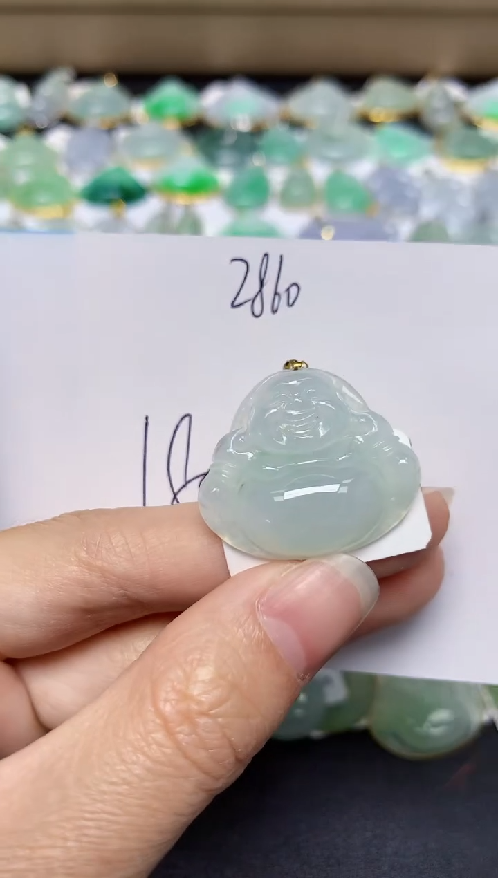 翡翠18K金镶嵌颈饰 天然翡翠A货