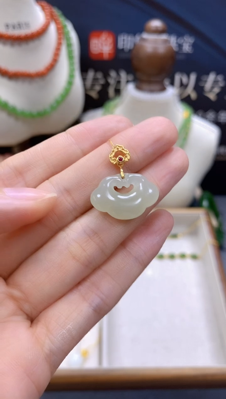 和田玉银S925镶嵌颈饰cg