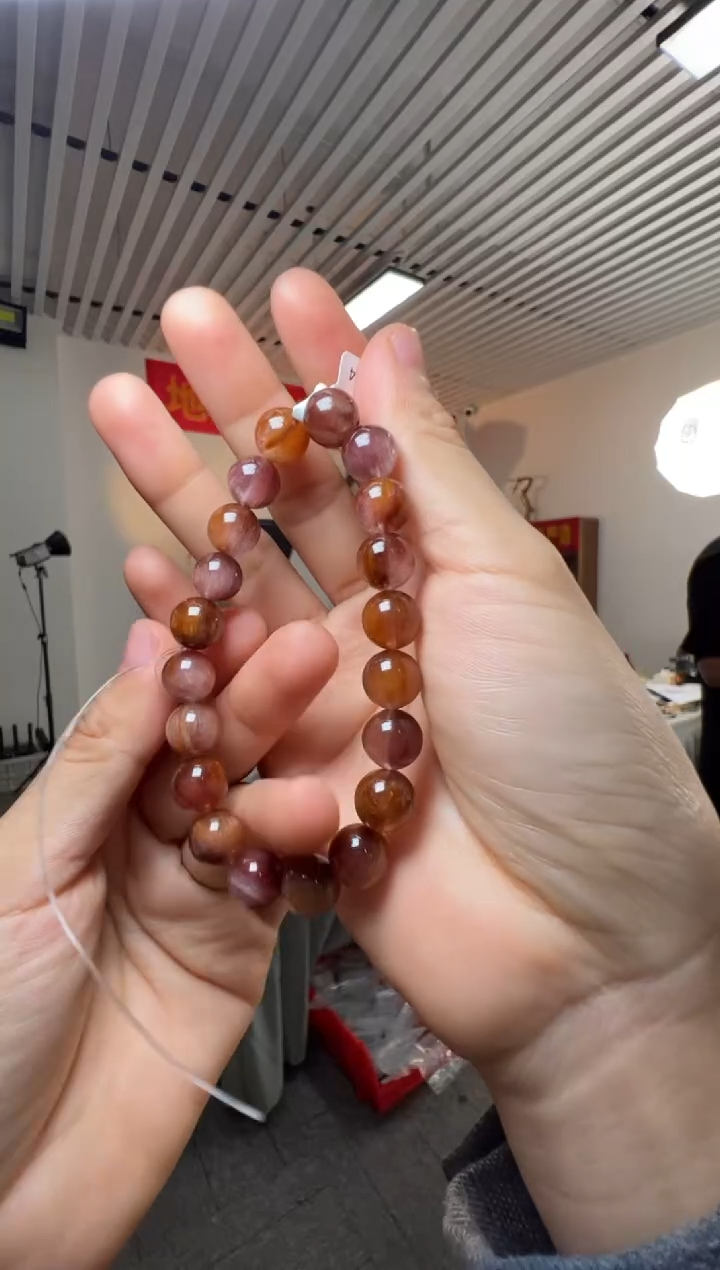 水晶手串未镶嵌约9.5-10mm兔毛圆珠单圈手串