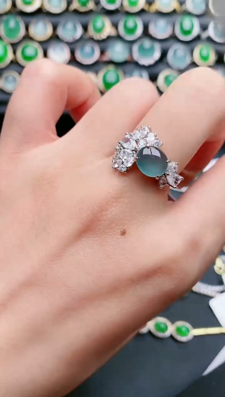 【闪购商品】翡翠戒指银S925镶嵌1111111