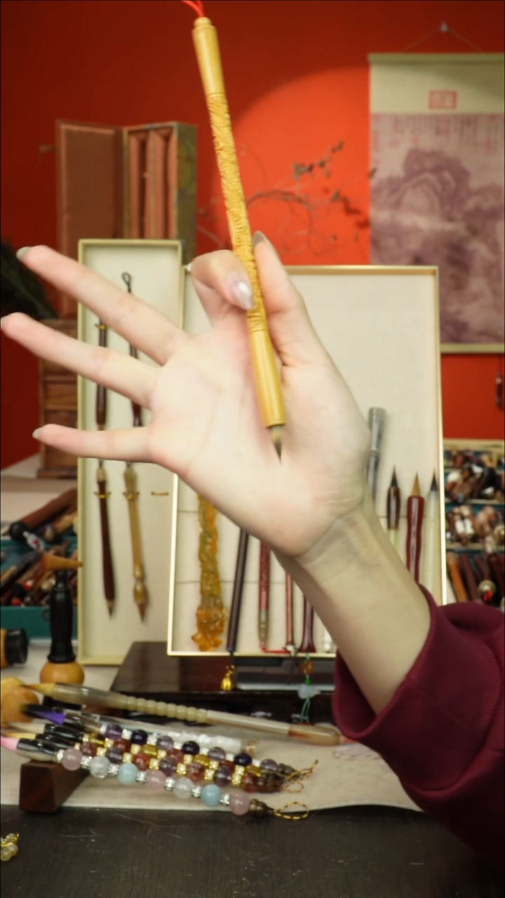 519号闪孤品高货毛笔链接 清水试笔 蘸墨不退