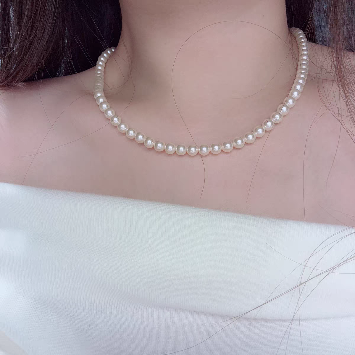 钛钢仿珍珠项链 湖南她之蝶冬 F254026 季百搭毛衣项链