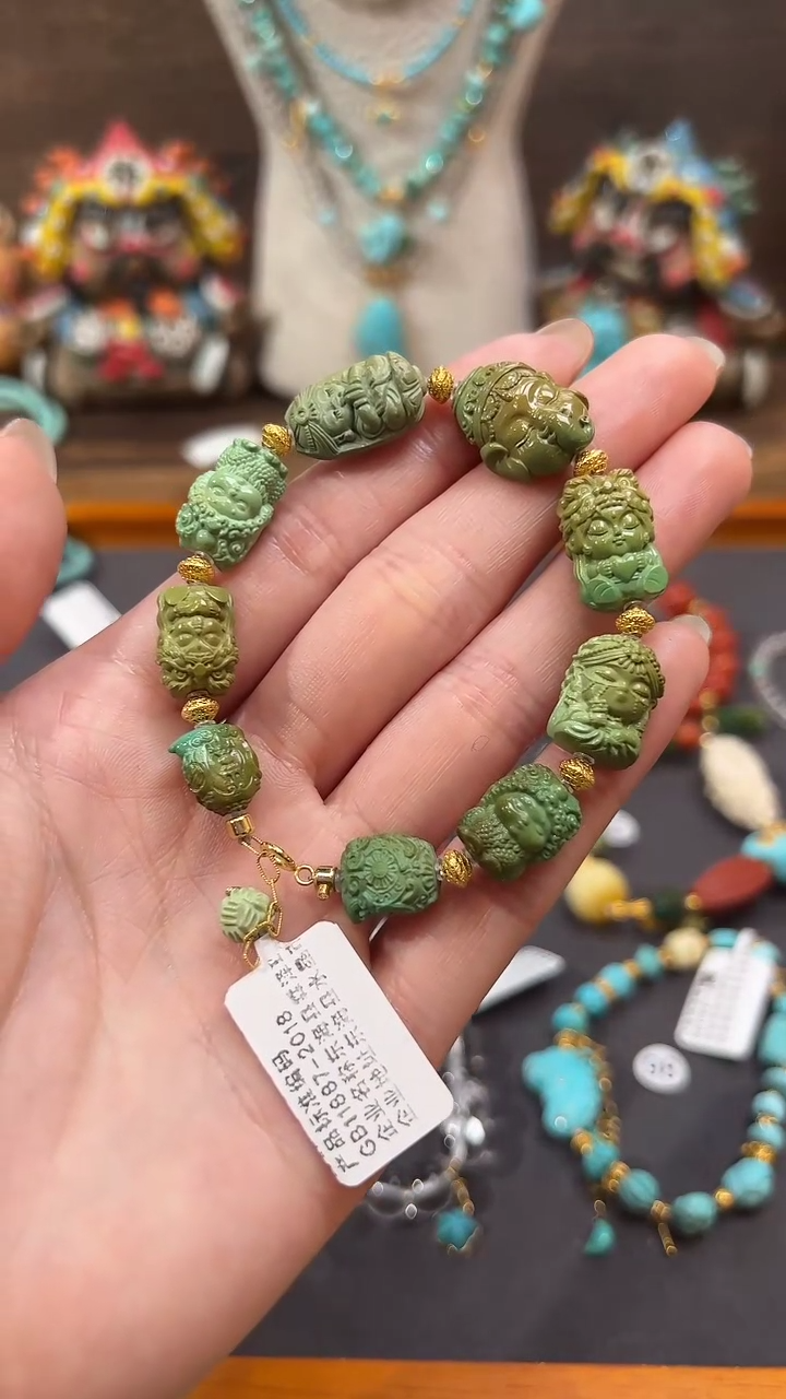 【闪购商品】绿松石手链18K金镶嵌绿松石手链