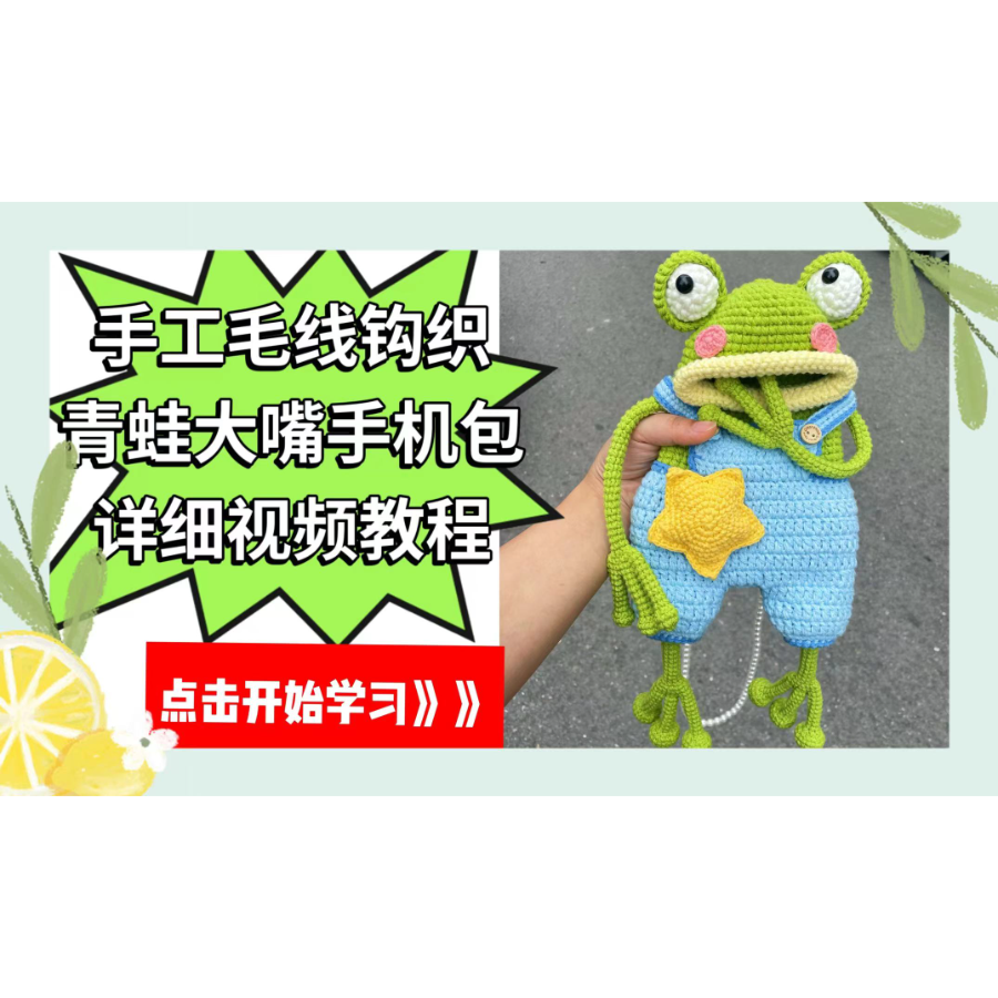 （单款）青蛙大嘴包完整详细视频教程课程-读书卡