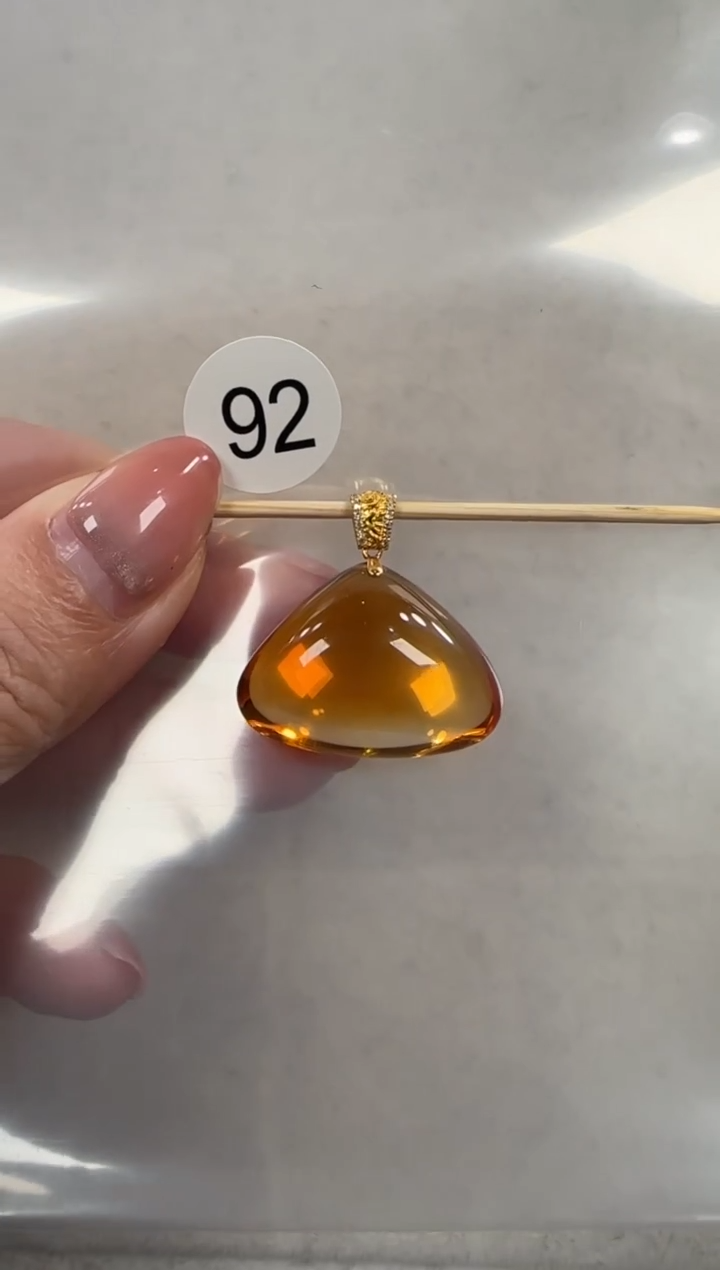 18K金镶嵌珠宝半成品水晶揣***袋原矿无优化无胶裂黄水晶吊坠