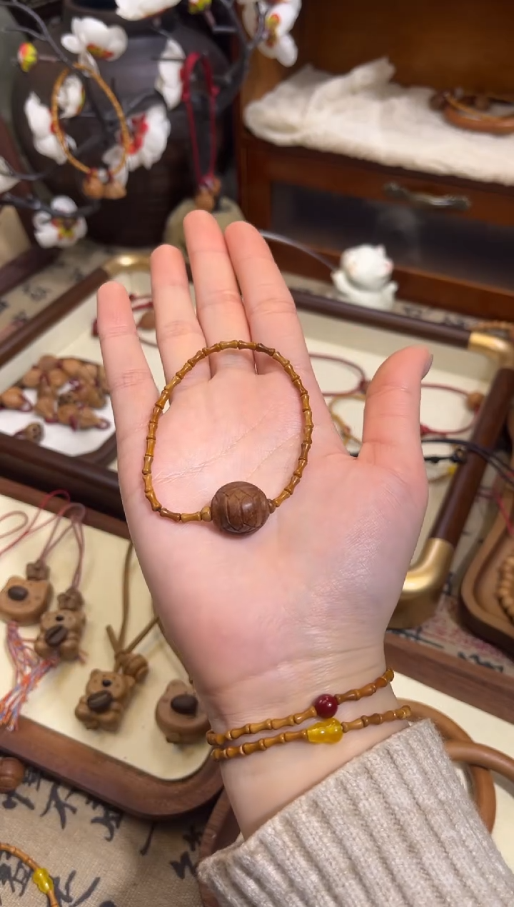 手串桃核【桃缘行】竹节「富甲」桃木桃核辟、挡、驱、护 备注手围