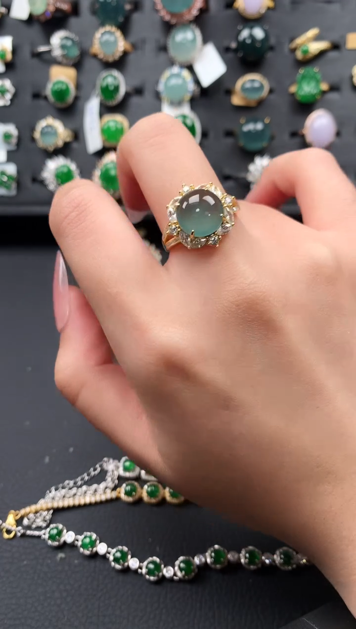 【闪购商品】翡翠戒指银S925镶嵌52141