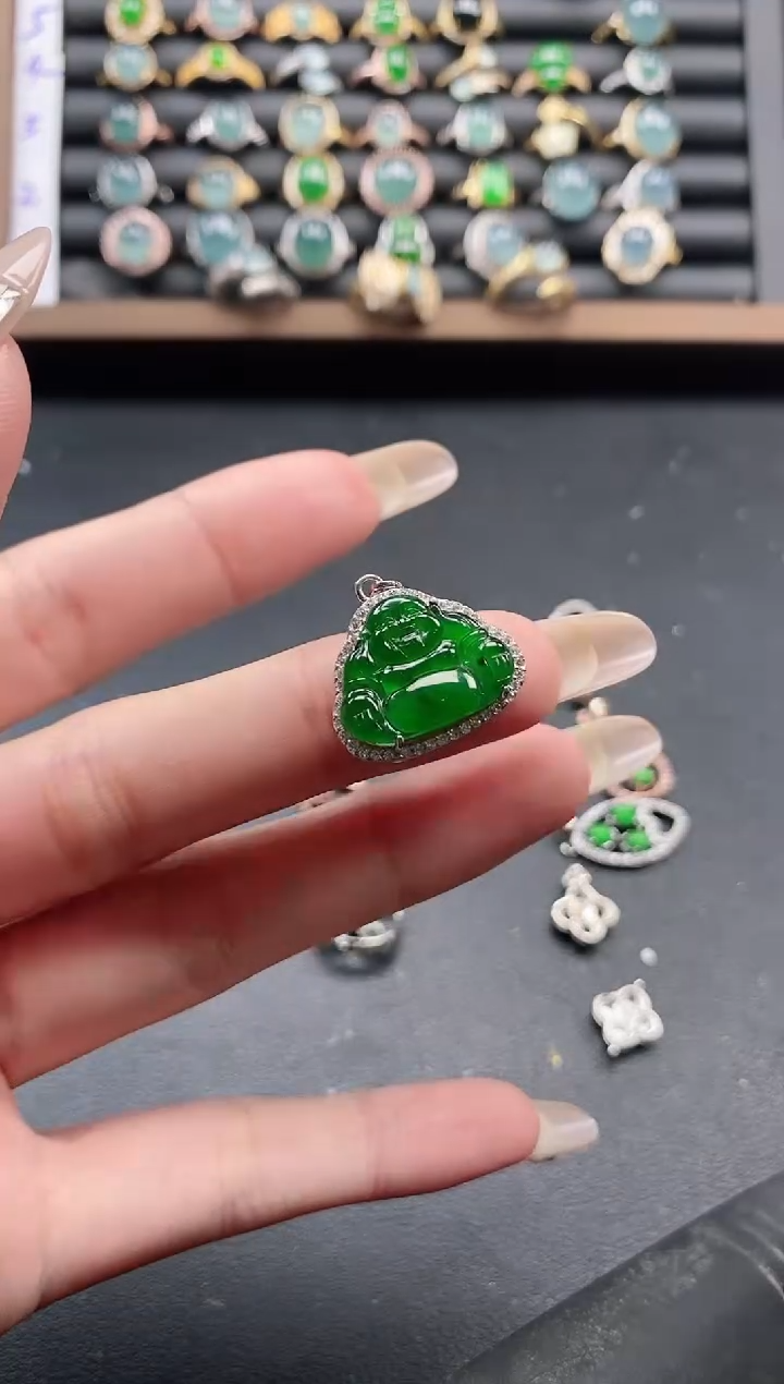 银S925镶嵌戒指翡翠15511