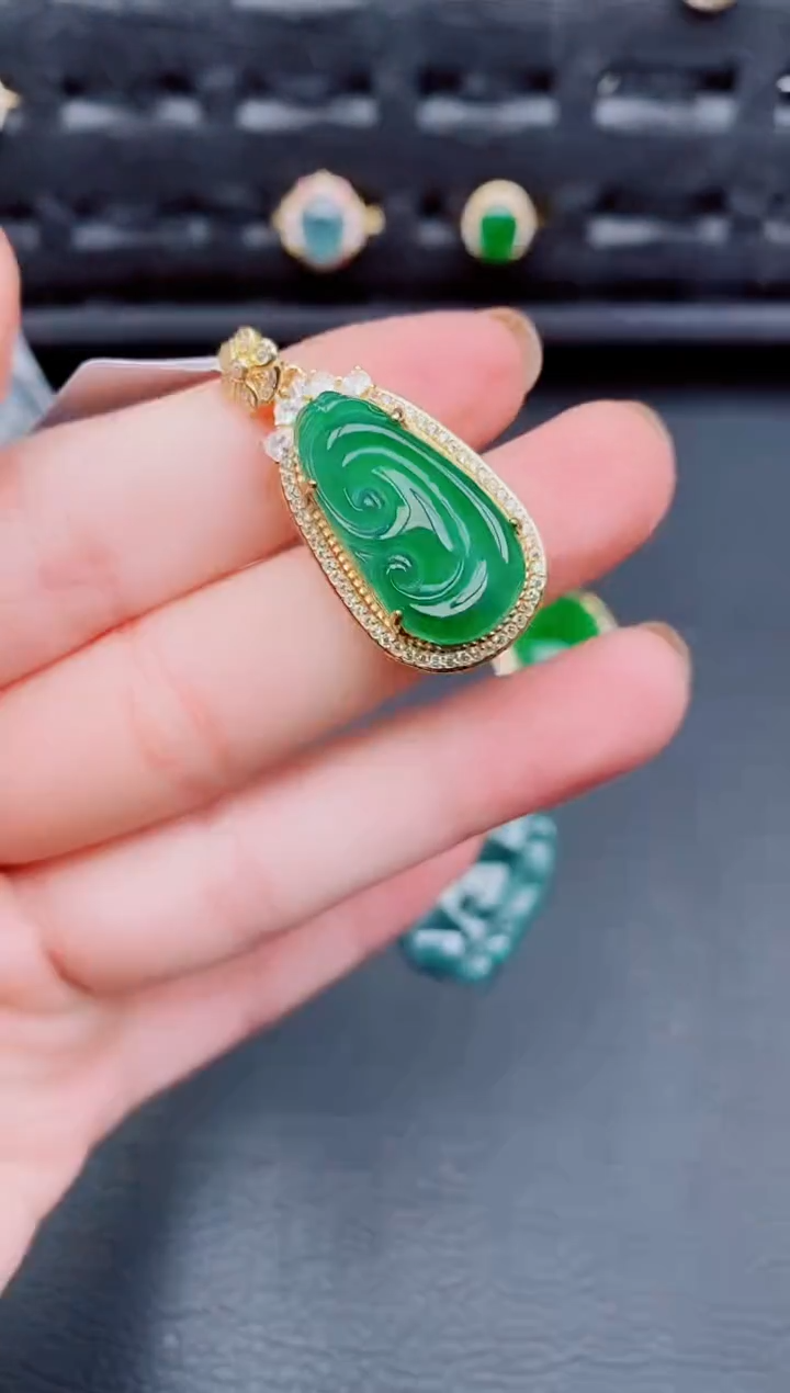 【闪购商品】翡翠颈饰银S925镶嵌天然a货翡翠462