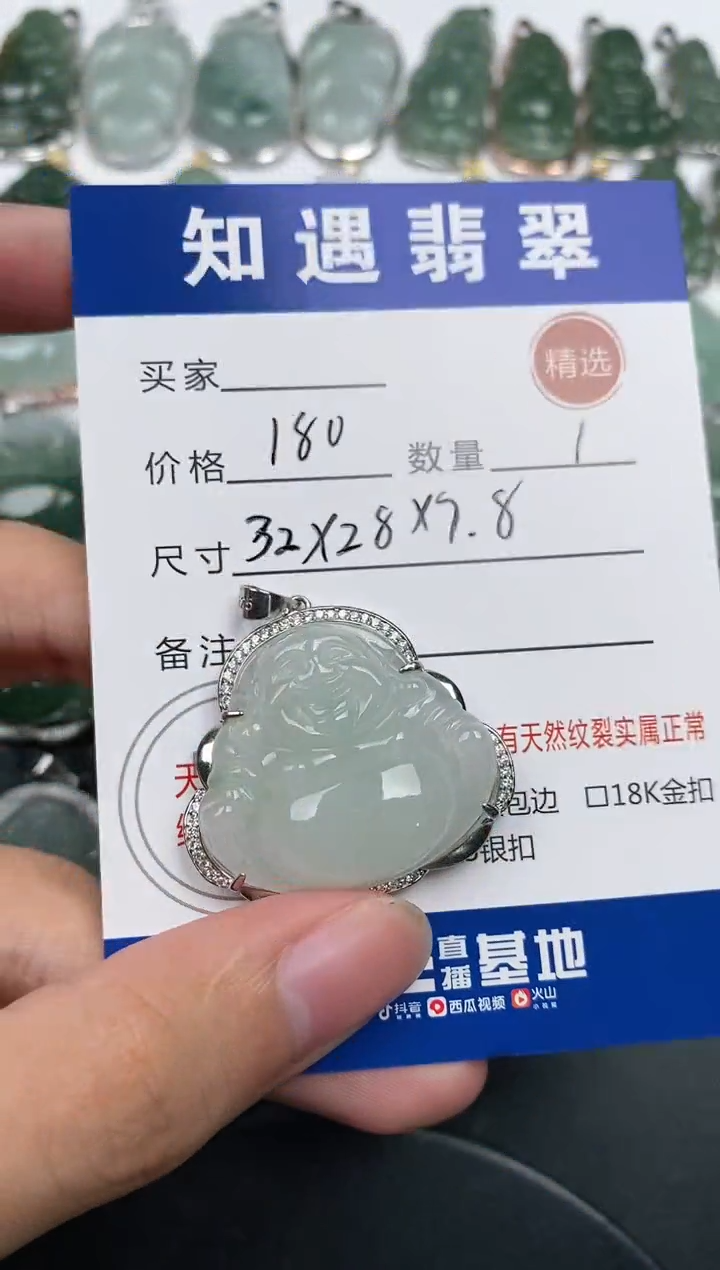 颈饰银S925镶嵌翡翠挂件