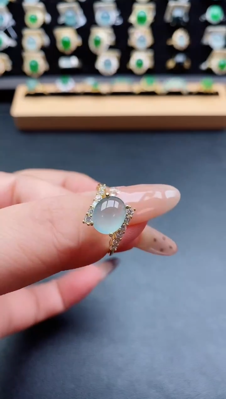 银S925镶嵌戒指翡翠1