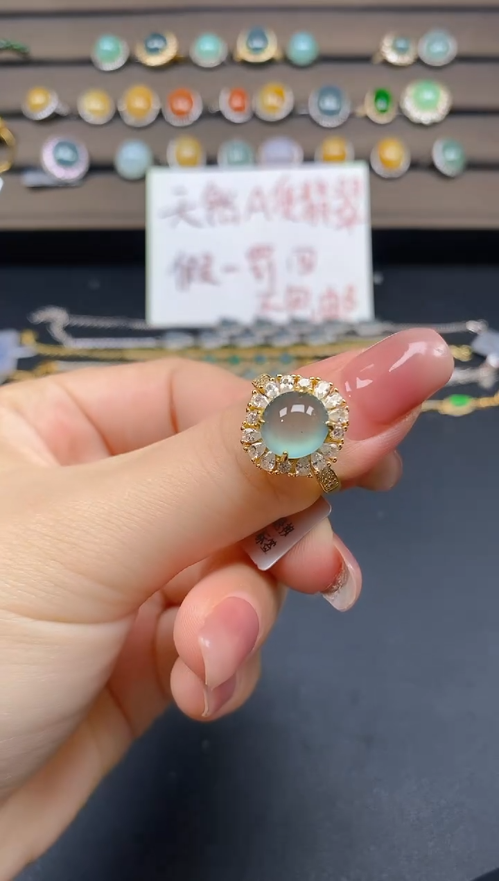 翡翠戒指银S925镶嵌7