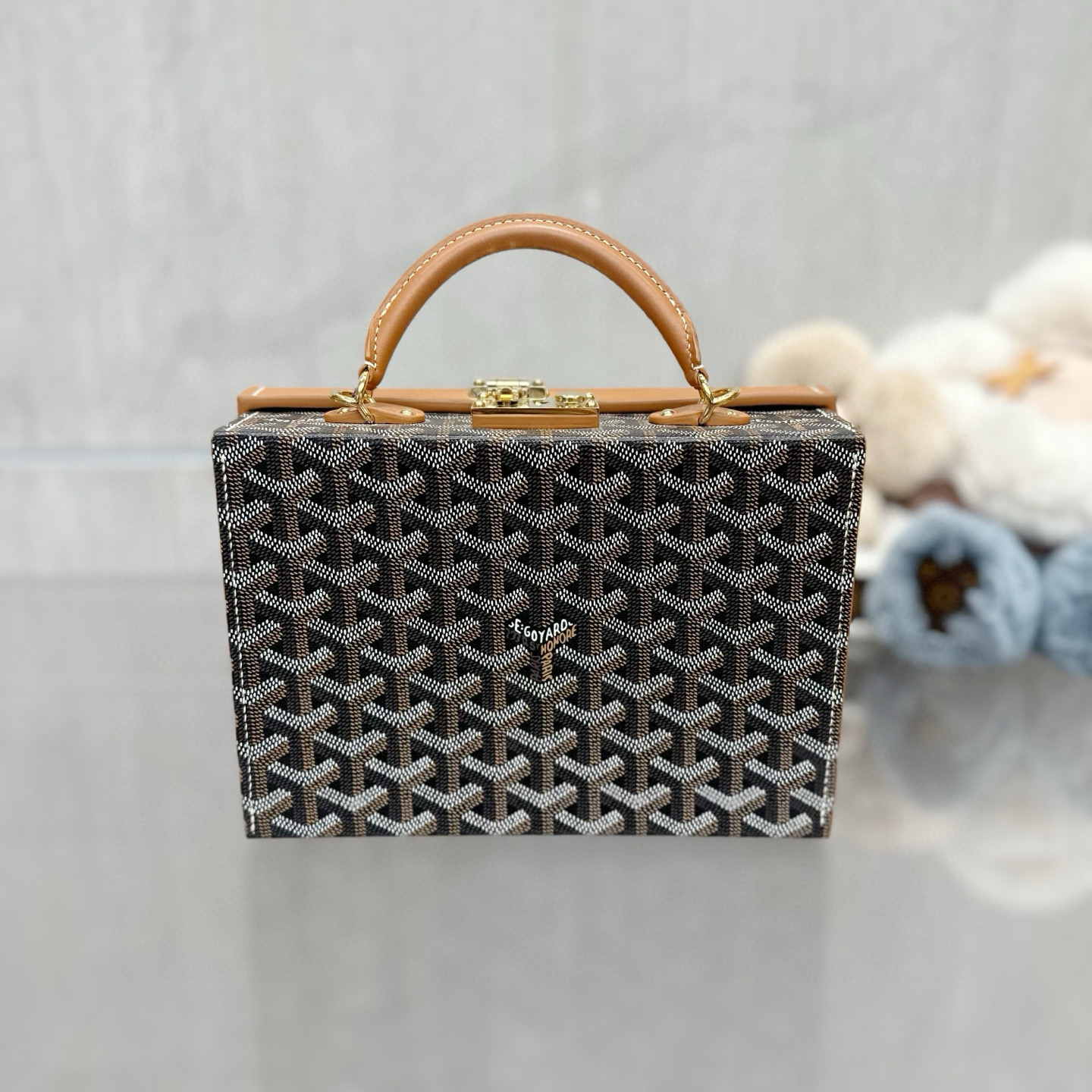 99新 Goyard Goyard戈雅 老佛爷 满印拼色手提硬箱单肩包
