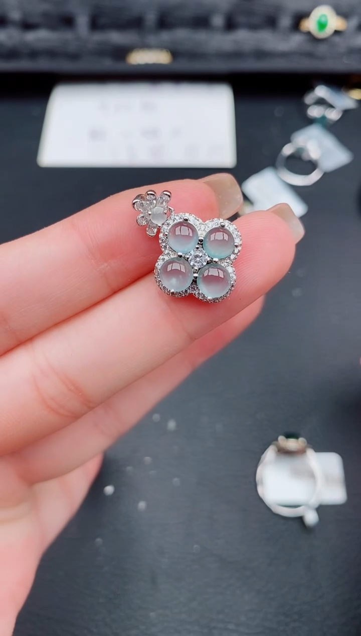 翡翠银S925镶嵌颈饰天然a货翡翠448