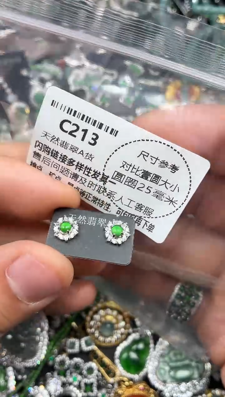 颈饰未镶嵌翡翠C213耳钉