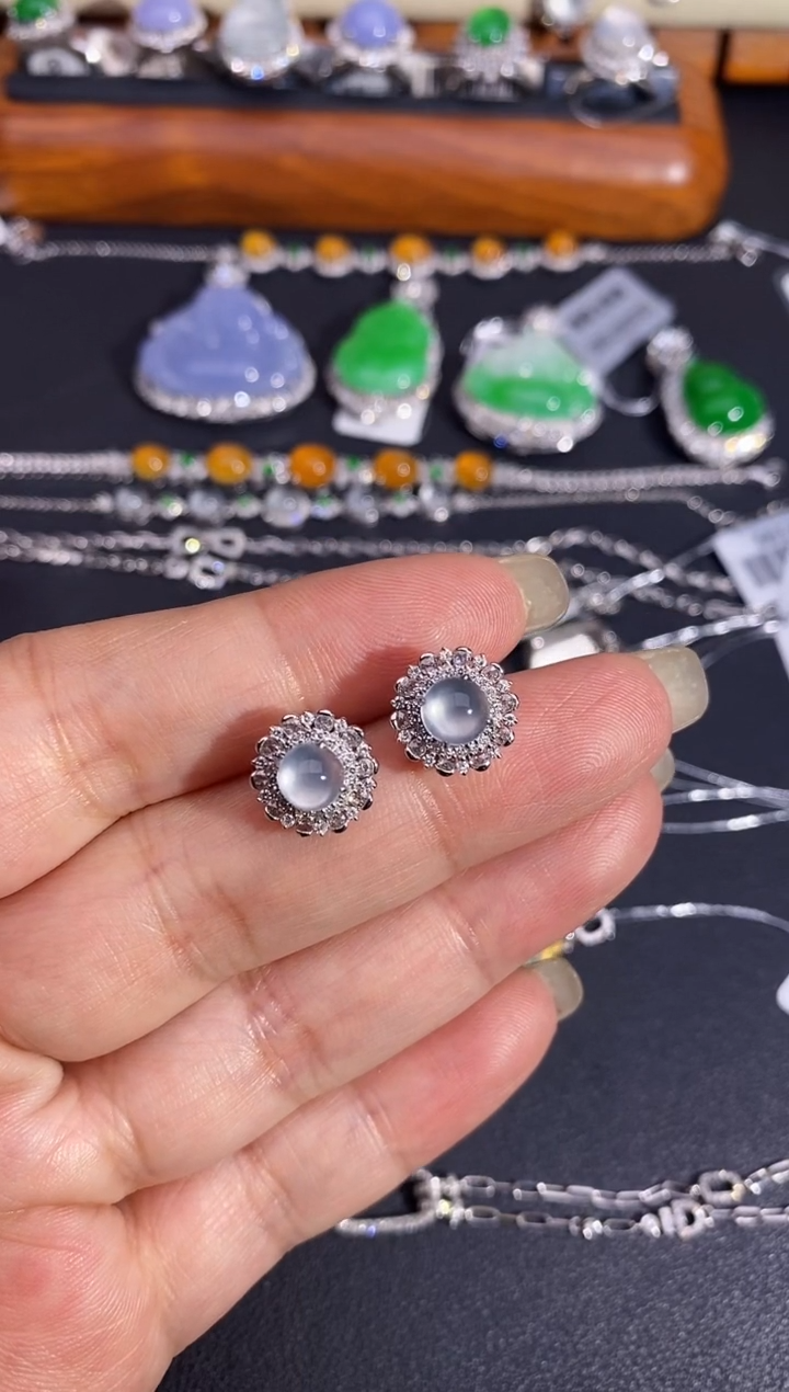 【闪购商品】翡翠18K金镶嵌耳饰耳饰