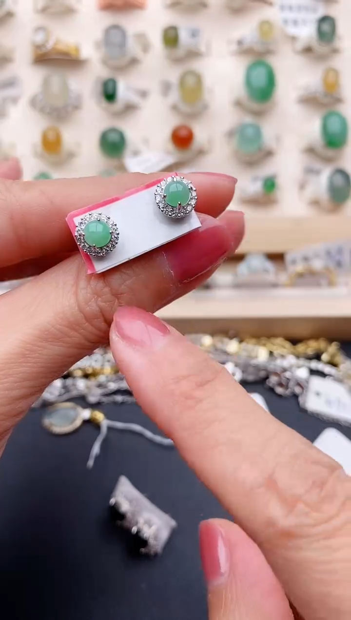 【闪购商品】翡翠戒指银S925镶嵌缅甸天然翡翠444   9-8