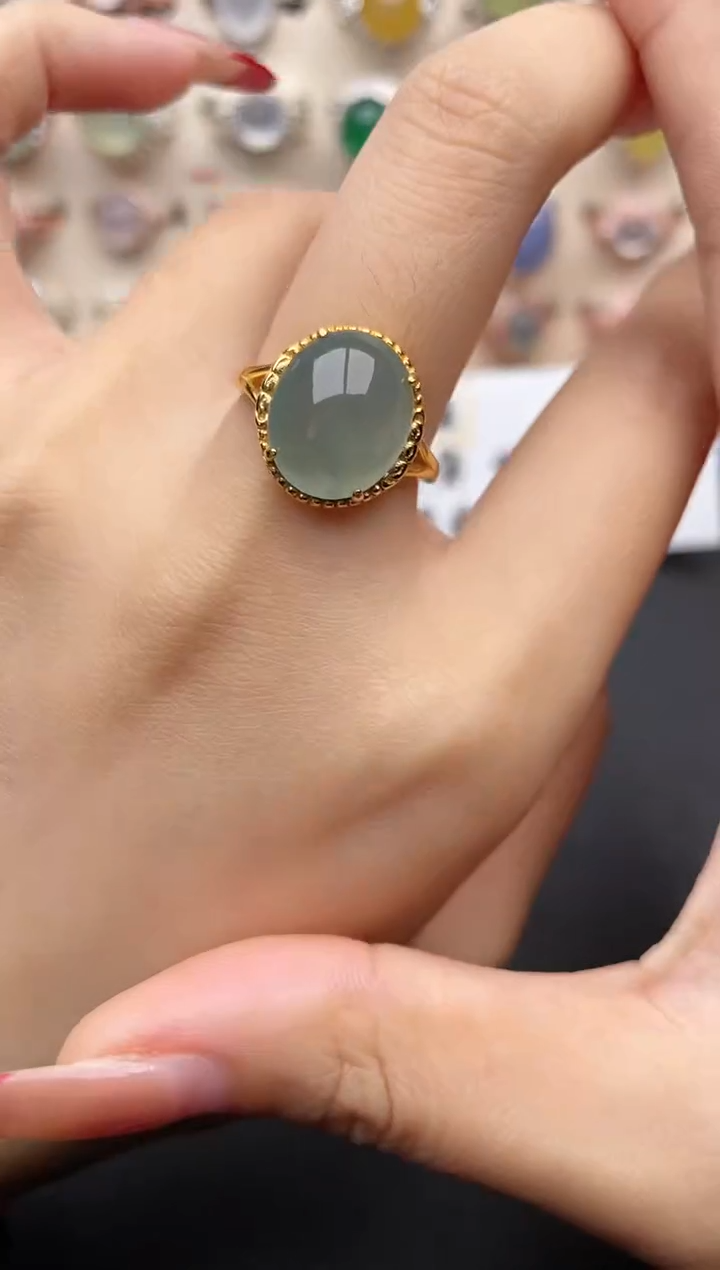 【闪购商品】翡翠戒指银S925镶嵌一物一证一礼盒