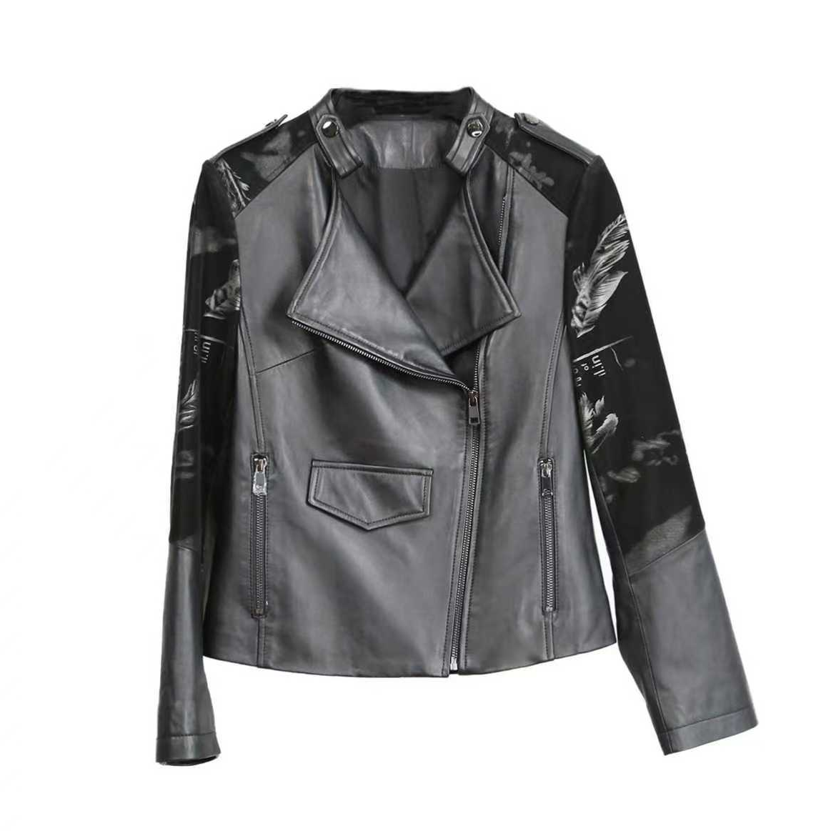 【尚雅严选】冬季时尚纯色皮短外套翻领百搭LE4241333818