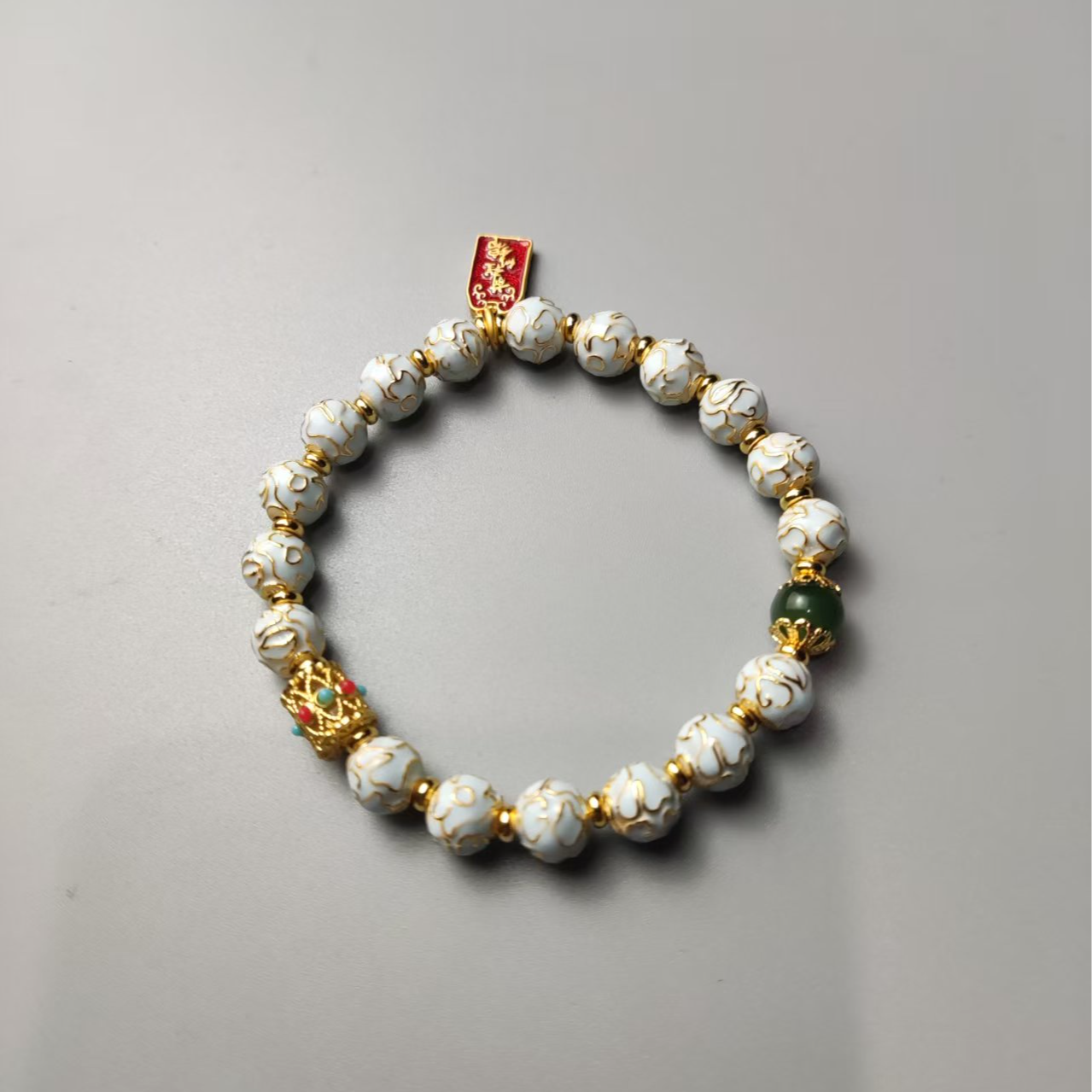 和田玉非遗珐琅景泰蓝手串（蓝0001）