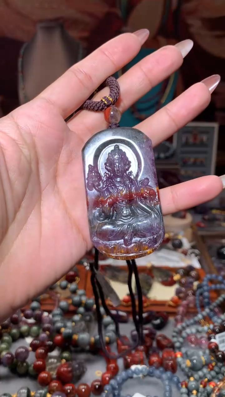 未镶嵌珠宝半成品水晶极光度母吊坠