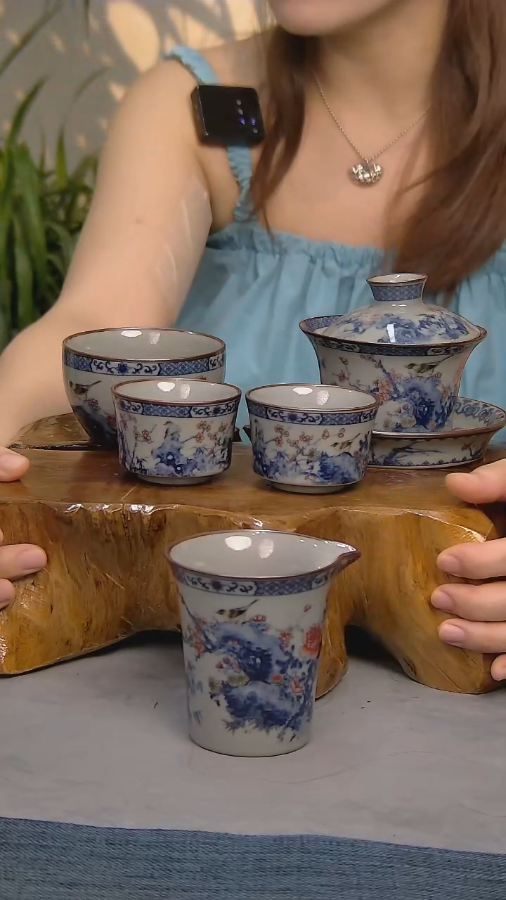 简装家用款5件套 老陶泥开片纹陶瓷茶具