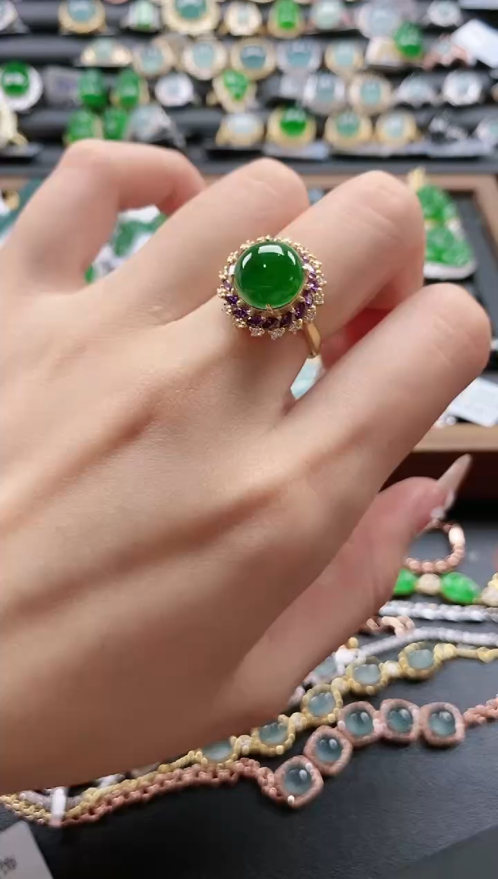 【闪购商品】翡翠戒指银S925镶嵌84511