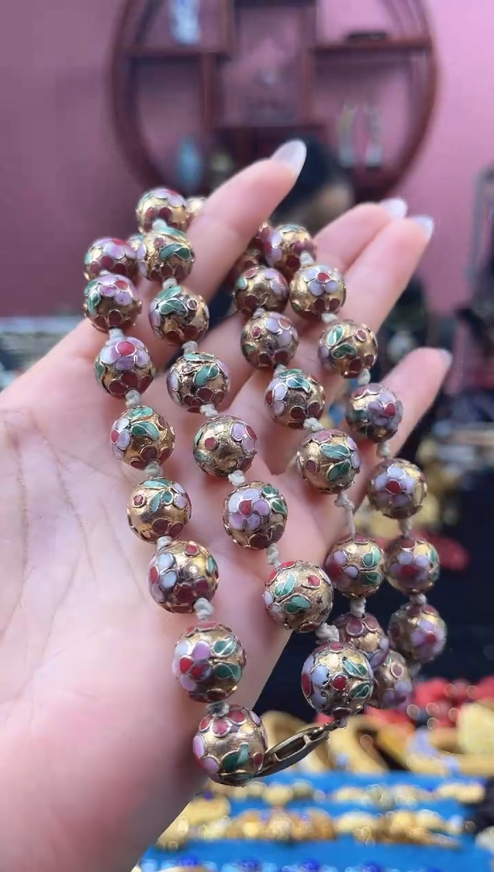 非遗 景泰蓝项链 金地