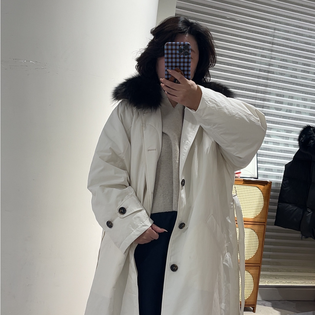 优雅灰色鹅绒外套厚款保暖韩版冬季中长款白色羽绒服   长款