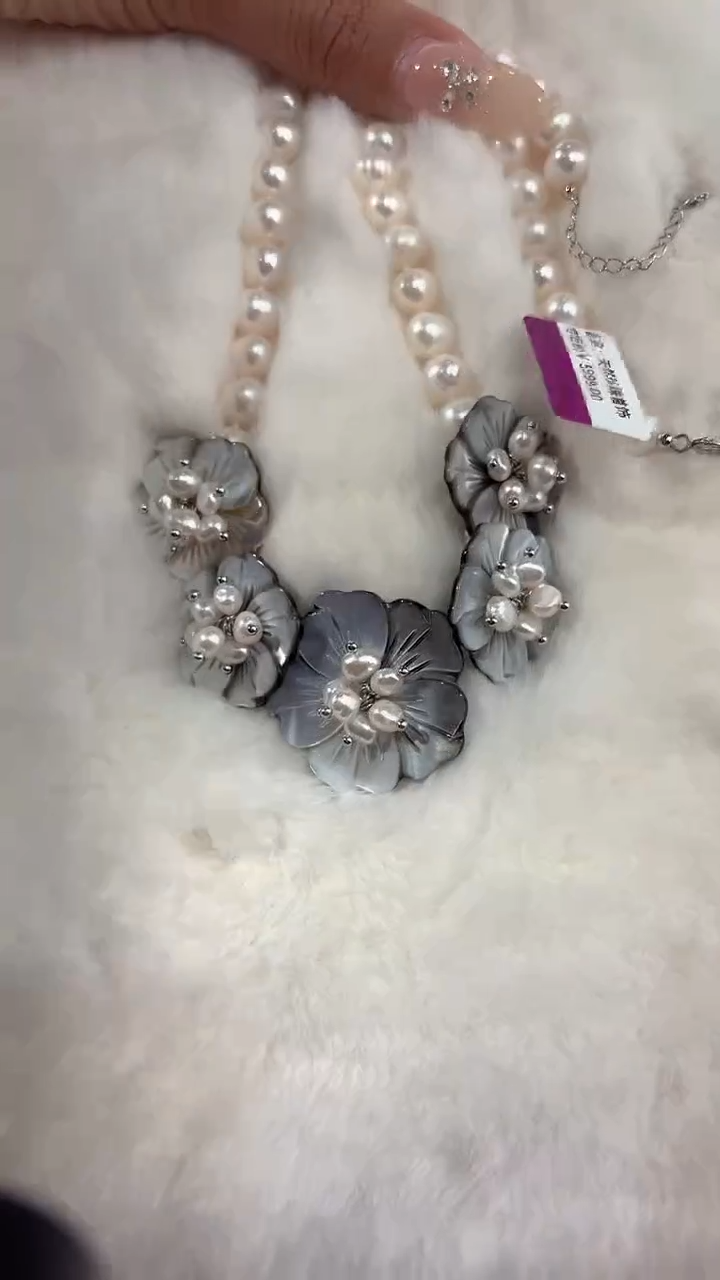 银S925镶嵌项链淡水珍珠124