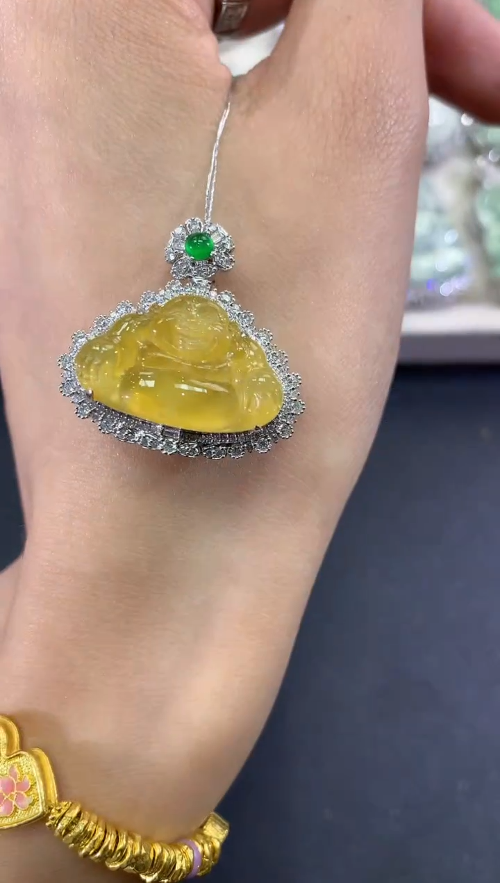 【闪购商品】翡翠吊坠(不含链)18K金镶嵌d100        