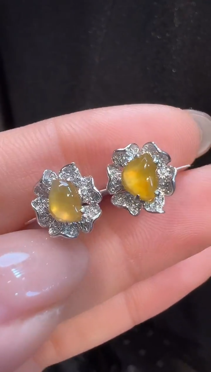 18K金镶嵌翡翠耳饰AL6