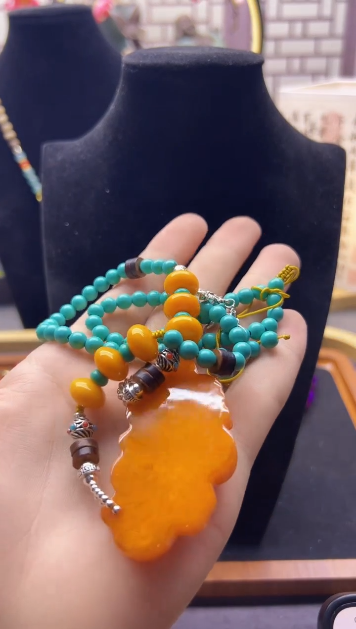 【闪购商品】蜜蜡颈饰银S925镶嵌X333          