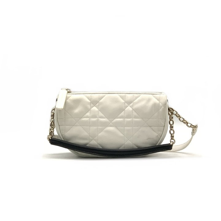 99新 DIOR/迪奥 白色格纹斜挎包/