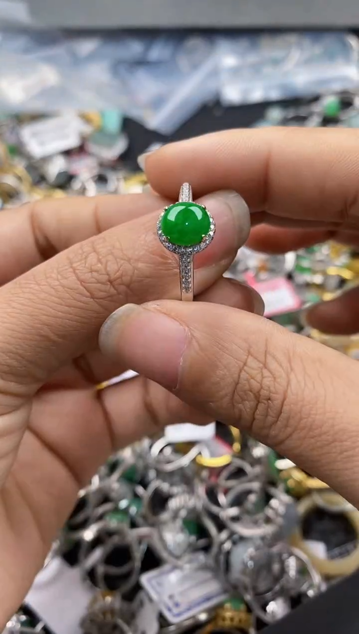 银S925镶嵌戒指翡翠1010---10