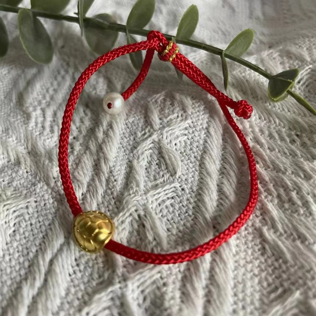 【CZ】足金龟壳珍珠手绳