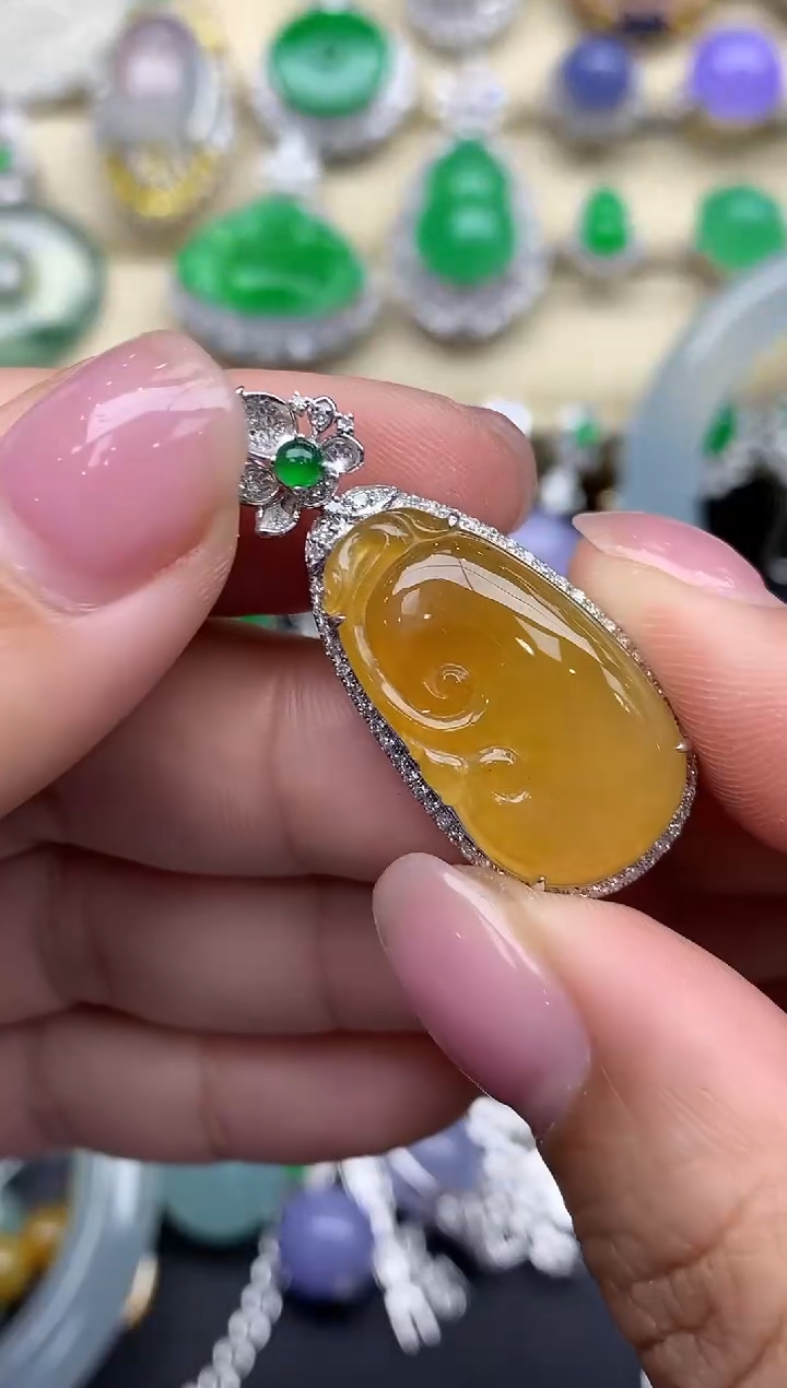 【闪购商品】翡翠颈饰18K金镶嵌582-总价5500定金4000