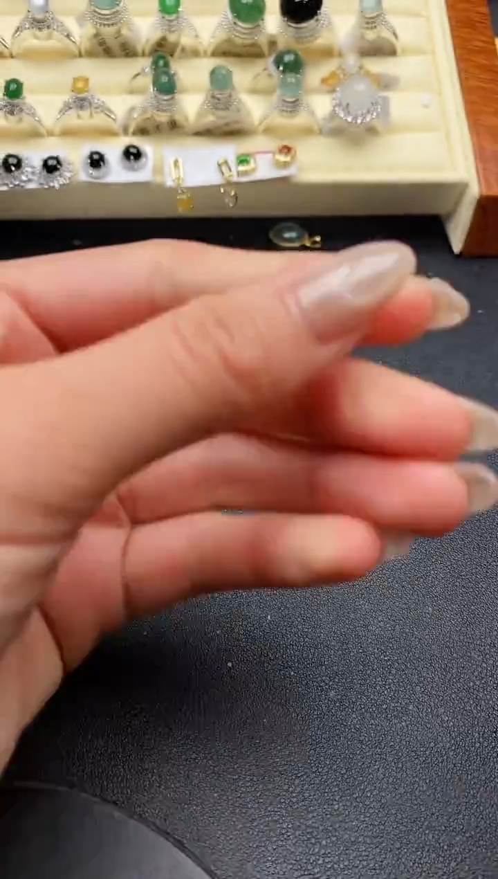 【闪购商品】翡翠戒指银S925镶嵌缅甸翡翠1  6+5