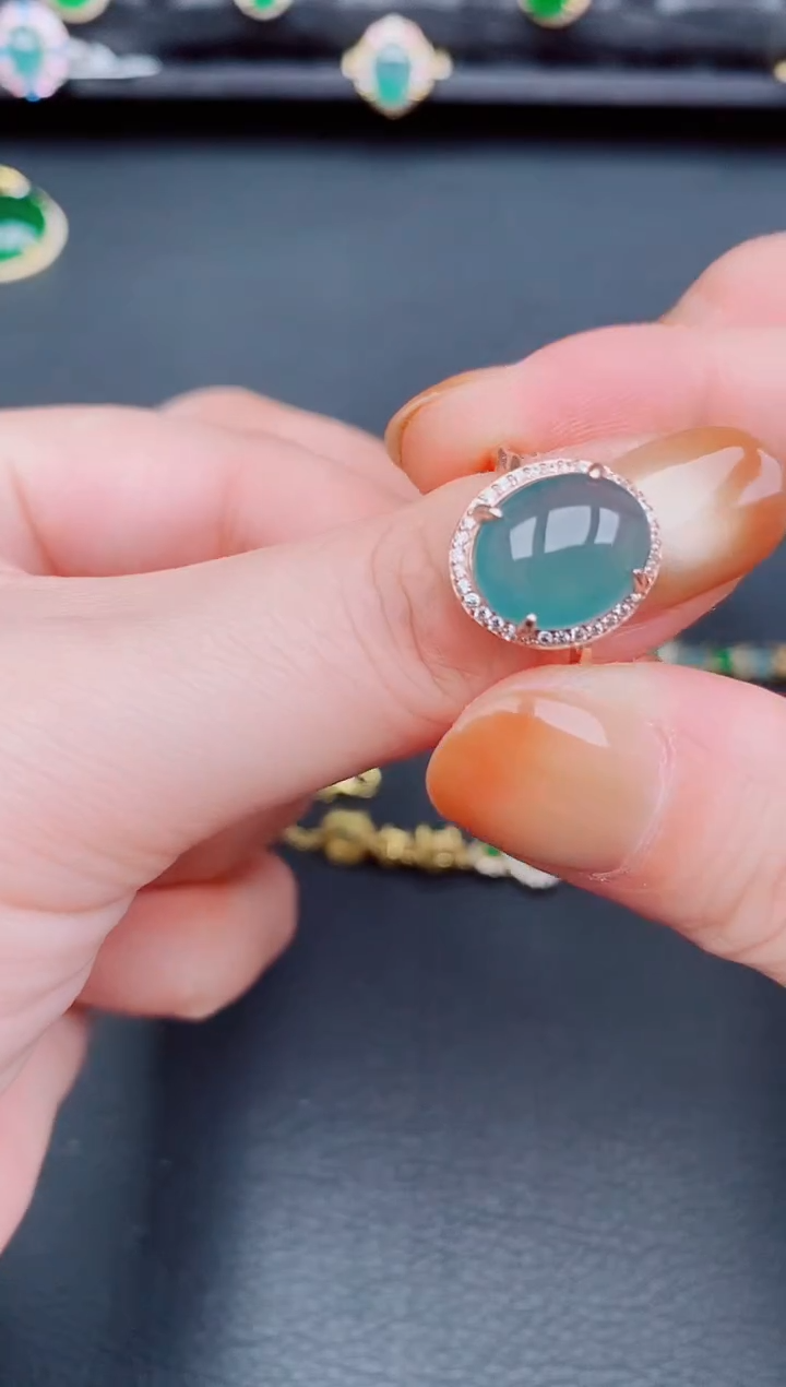 【闪购商品】翡翠戒指银S925镶嵌天然a货翡翠219