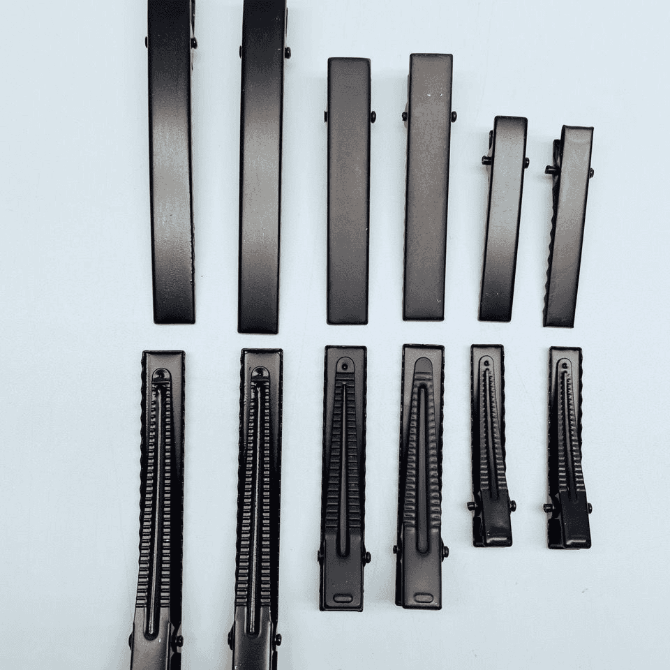 【合欢】4.5cm加厚电泳黑鸭嘴夹diy蝴蝶结飘带发夹50个装