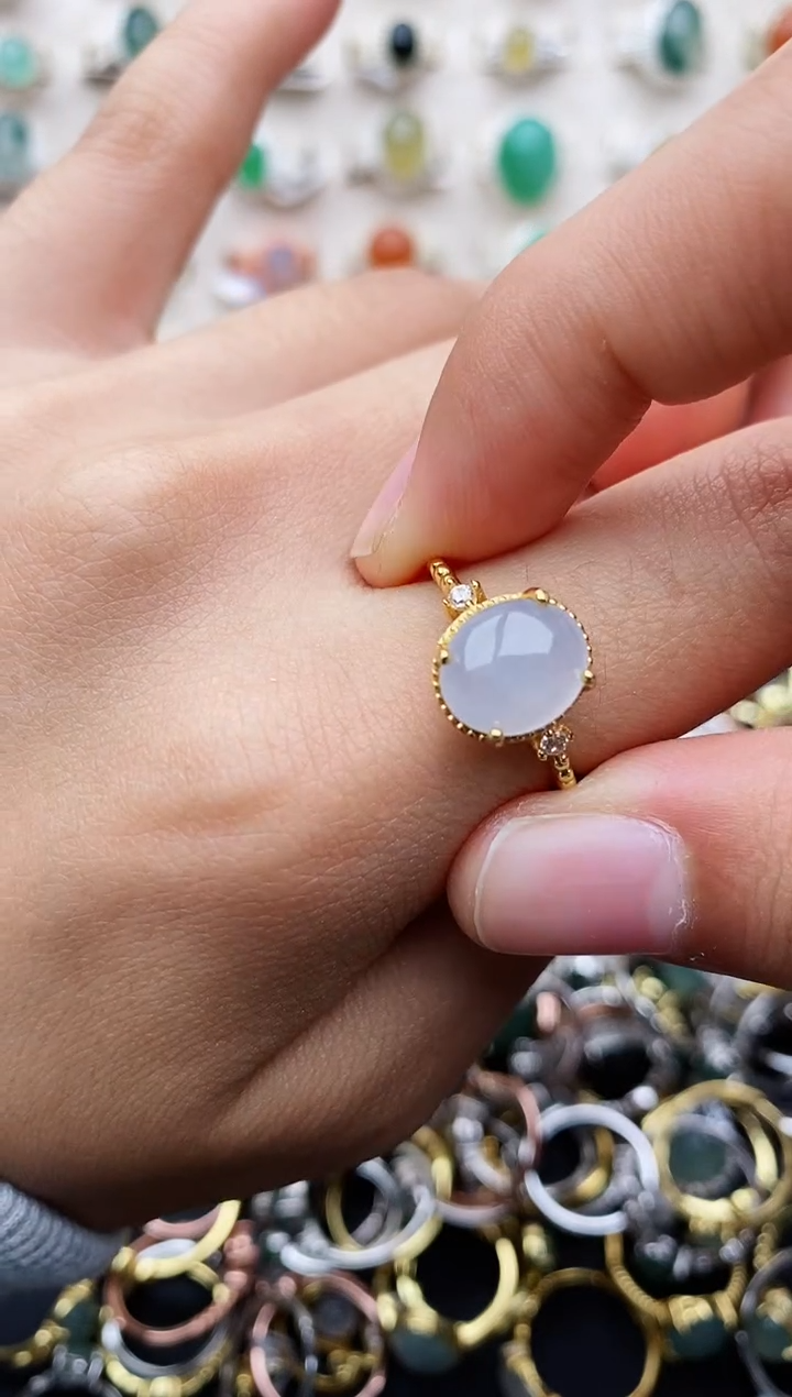 【闪购商品】翡翠戒指银S925镶嵌缅甸翡翠